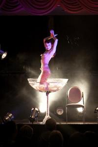 Performing my giant martini glass routine.