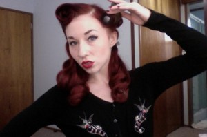 Setting victory roll with hot roller. 