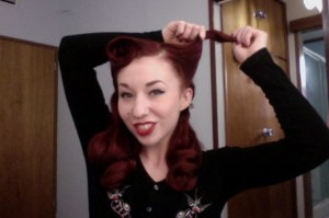 Holding hair at the half way mark. 