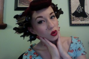 All hair in curlers. 
