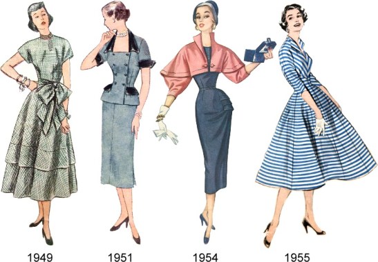 Vintage fashion silhouettes. 